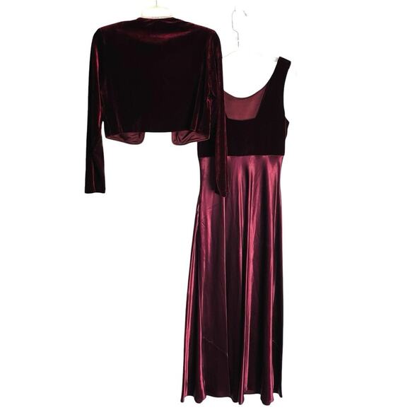Vtg‎ Rabbit Rabbit Rabbit Designs Formal Outfit Womens 10P Burgundy Velvet Satin - Picture 3 of 12